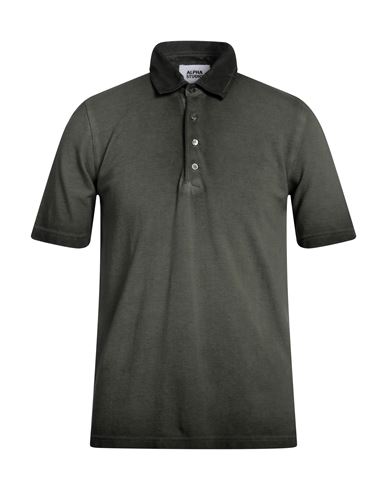 Alpha Studio Man Polo Shirt Dark Green Size 40 Cotton
