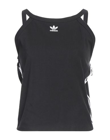 Adidas Originals Woman Top Black Size 3xl Cotton, Elastane