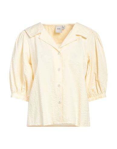 Ichi Woman Shirt Light Yellow Size 10 Cotton