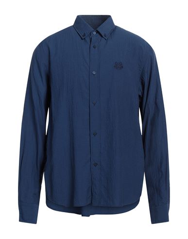Kenzo Man Shirt Blue Size 16 ½ Acetate, Viscose, Cotton