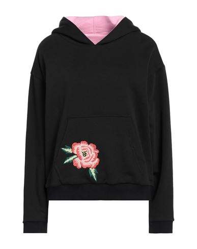 Kenzo Black Floral Embroidery Hoodie Double Face In Black
