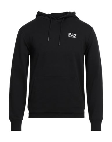 Ea7 Man Sweatshirt Black Size Xxl Cotton, Elastane