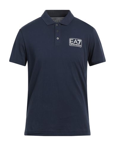 Ea7 Man Polo Shirt Navy Blue Size Xxl Cotton