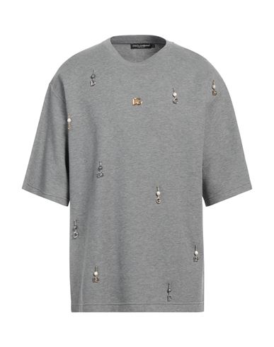 Dolce & Gabbana Man T-shirt Grey Size L Cotton, Polyamide