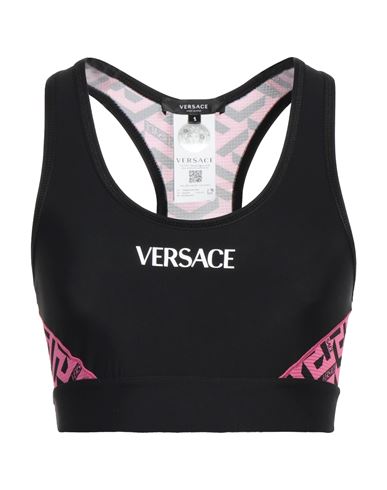 Versace Woman Top Black Size 2 Polyamide, Elastane, Polyester