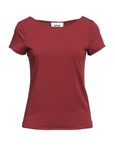 Shop Alpha Studio Woman T-shirt Brick Red Size 6 Cotton, Elastane