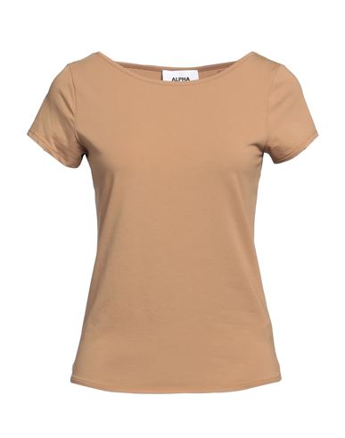 Shop Alpha Studio Woman T-shirt Camel Size 10 Cotton, Elastane In Beige