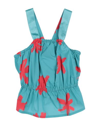 Emporio Armani Toddler Girl Top Turquoise Size 7 Cotton, Polyester In Blue