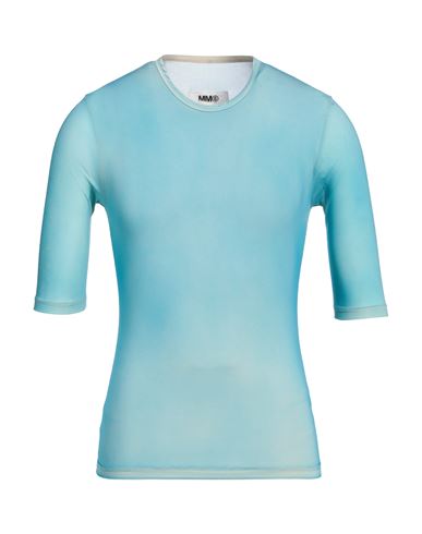 Mm6 Maison Margiela Man T-shirt Turquoise Size S Polyamide, Elastane In Blue