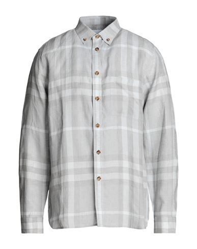 Burberry Man Shirt Grey Size Xxl Linen