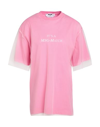 Msgm Woman T-shirt Pink Size S Cotton, Polyamide In Pink