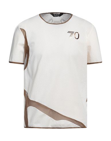 Ea7 Man T-shirt Ivory Size 3xl Polyimide, Elastane In White