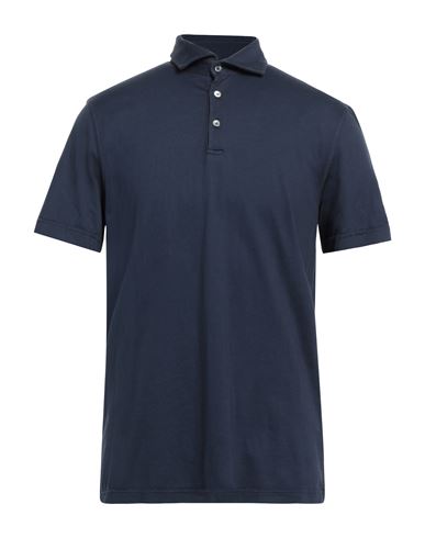 Fedeli Man Polo Shirt Midnight Blue Size 48 Cotton In Blue