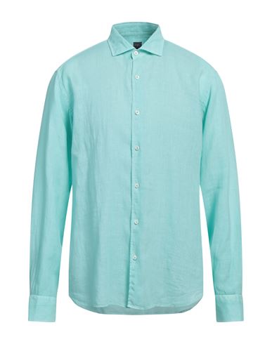Shop Fedeli Man Shirt Turquoise Size 17 ½ Linen In Blue