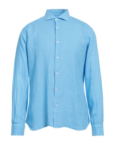 Fedeli Man Shirt Light Blue Size 17 Linen