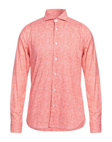 Fedeli Man Shirt Salmon Pink Size 16 ½ Cotton, Elastane