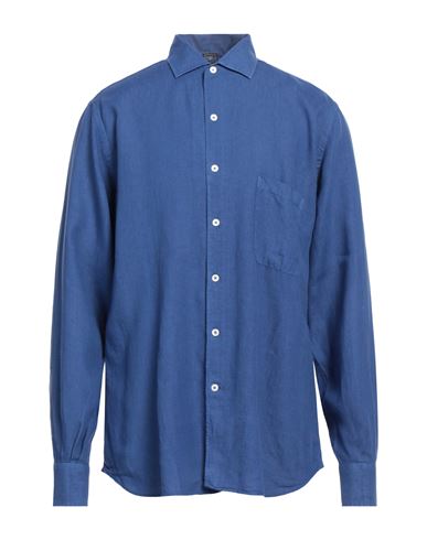 Fedeli Man Shirt Blue Size 17 Linen