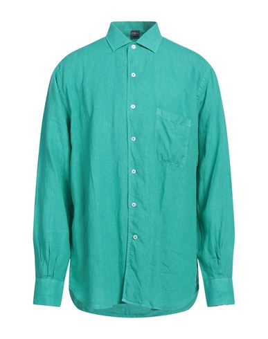 Fedeli Man Shirt Green Size 15 Linen
