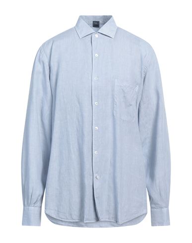 Fedeli Man Shirt Light Grey Size 17 Linen
