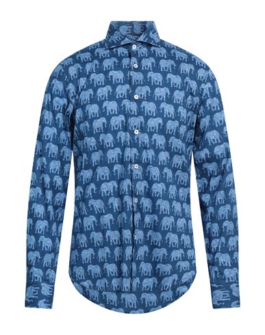 Fedeli Man Shirt Blue Size 17 ½ Cotton, Elastane