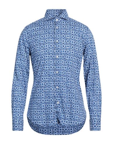 Fedeli Man Shirt Blue Size 15 ½ Cotton, Elastane