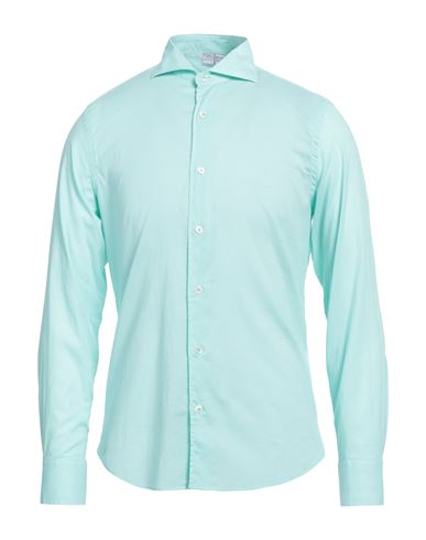 Fedeli Man Shirt Light Green Size 16 Cotton, Elastane