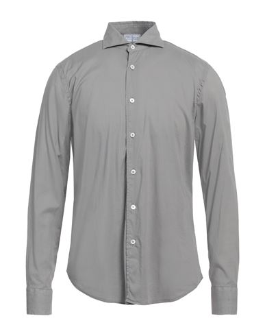 Fedeli Man Shirt Grey Size 17 Cotton, Elastane