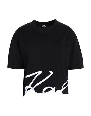 Karl Lagerfeld Woman T-shirt Black Size L Organic Cotton