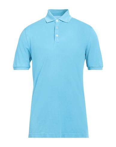 Fedeli Man Polo Shirt Azure Size 46 Cotton In Blue
