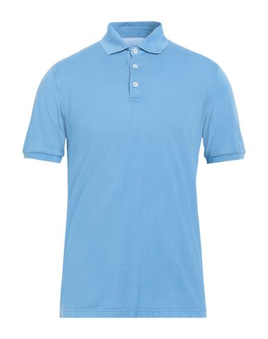 Fedeli Man Polo Shirt Sky Blue Size 44 Cotton In Blue