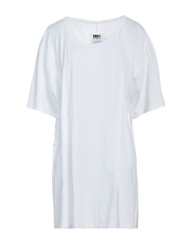 Mm6 Maison Margiela Woman T-shirt White Size M Cotton, Elastane