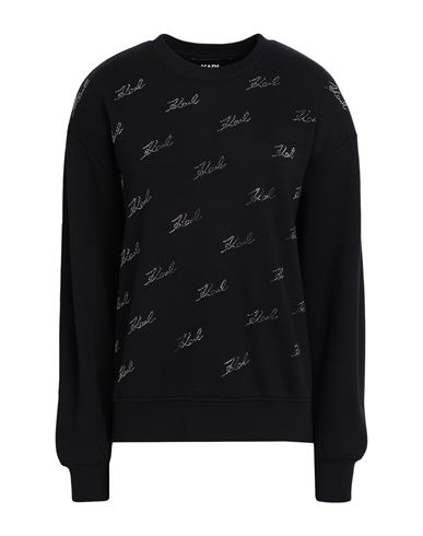 Karl Lagerfeld Woman Sweatshirt Black Size L Organic Cotton, Recycled Polyester