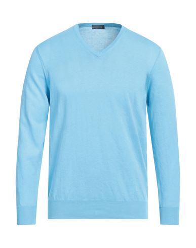 Rossopuro Man Sweater Sky Blue Size 4 Cotton