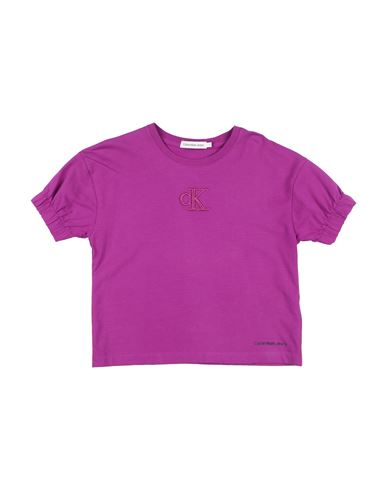 Shop Calvin Klein Jeans Est.1978 Calvin Klein Jeans Toddler Girl T-shirt Deep Purple Size 6 Cotton, Elastane