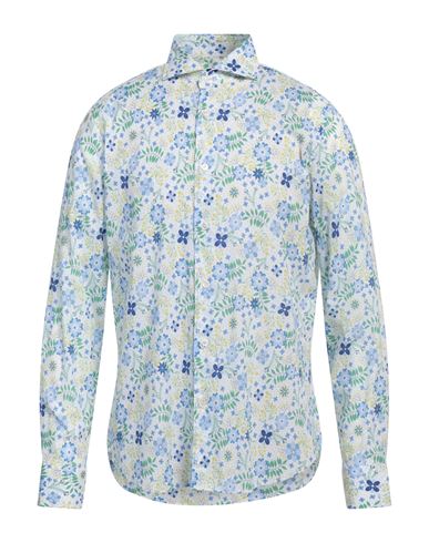 Fedeli Man Shirt Azure Size 16 ½ Cotton, Elastane In Blue