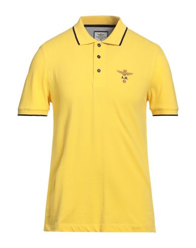 Aeronautica Militare Man Polo Shirt Yellow Size Xl Cotton