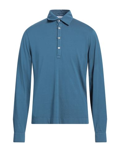 Boglioli Man Polo Shirt Pastel Blue Size M Cotton