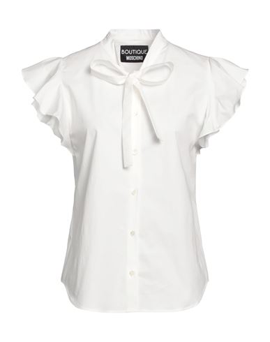 Boutique Moschino Woman Shirt White Size 12 Cotton, Elastane
