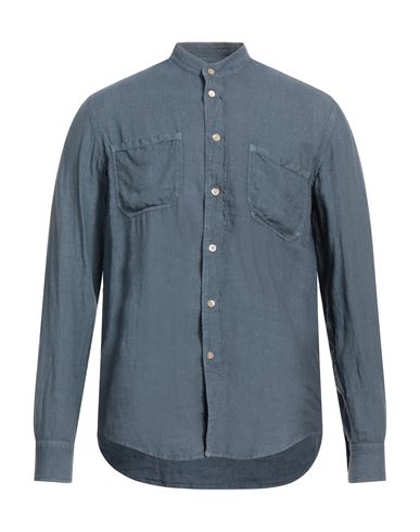 Boglioli Man Shirt Slate Blue Size 15 ¾ Linen