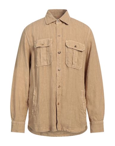 Boglioli Man Shirt Sand Size L Linen In Beige