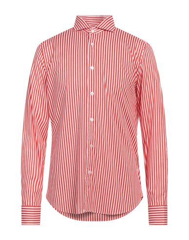 Fedeli Man Shirt Red Size 17 ½ Cotton, Elastane