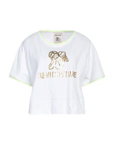 Semicouture Woman T-shirt White Size M Cotton