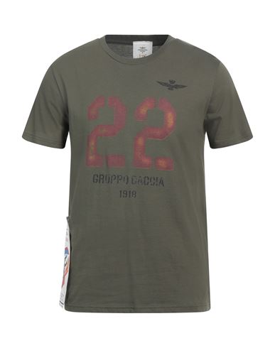 Shop Aeronautica Militare Man T-shirt Military Green Size L Organic Cotton