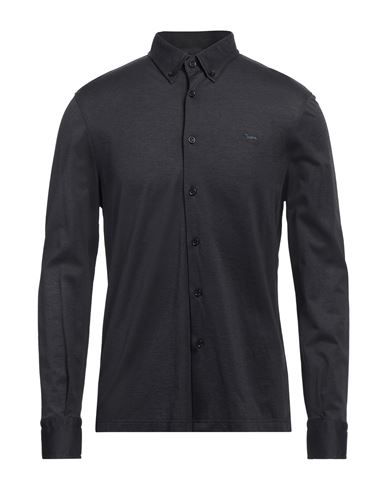Harmont & Blaine Man Shirt Charcoal Size Xl Cotton In Black