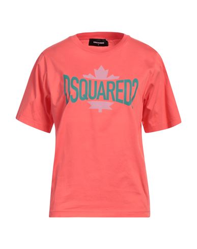 Dsquared2 Woman T-shirt Coral Size Xl Cotton In Red