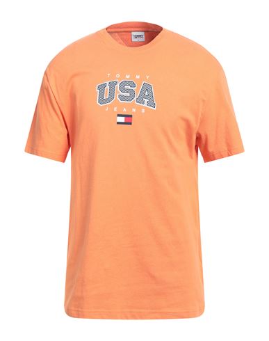Tommy Jeans Man T-shirt Orange Size M Cotton