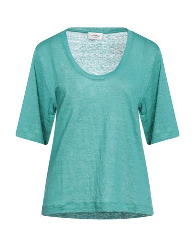 Ottod'ame Woman T-shirt Turquoise Size 6 Linen In Blue
