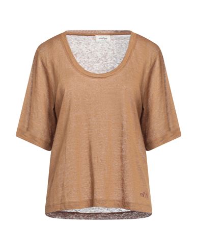 Ottod'ame Woman T-shirt Brown Size 8 Linen