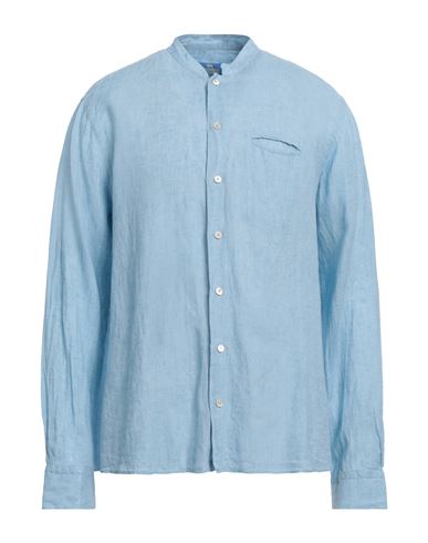 Alessandro Gherardi Man Shirt Sky Blue Size Xl Linen