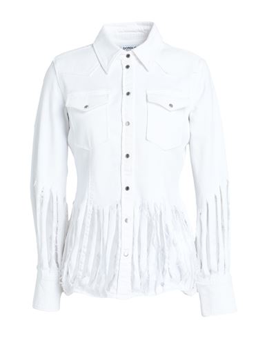 Dondup Woman Denim Shirt White Size 4 Cotton, Elastomultiester, Elastane